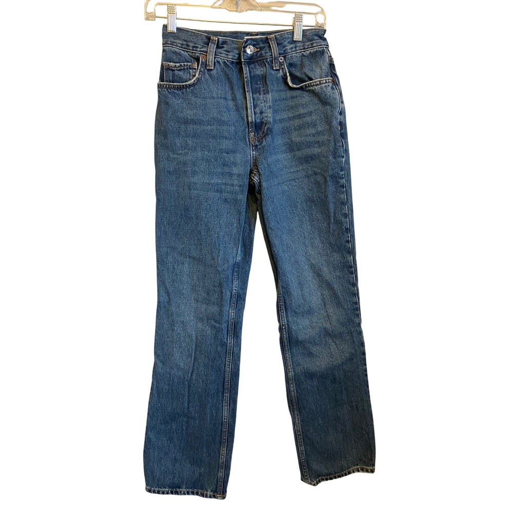 We The Free Free People High Rise Leg Blue Button Fly 25 OB2152891